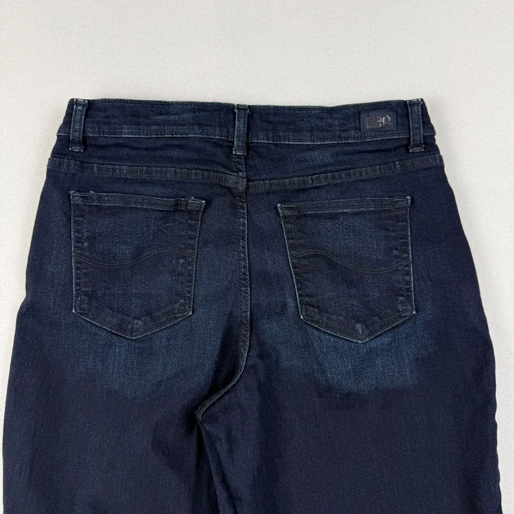Lee Womens Relaxed Fit Straight Leg Mid Rise Jeans 10 Tall Dark Wash Stretch - Picture 8 of 13